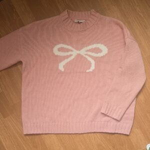 Sincerely Jules Pink Sweater with White Bow